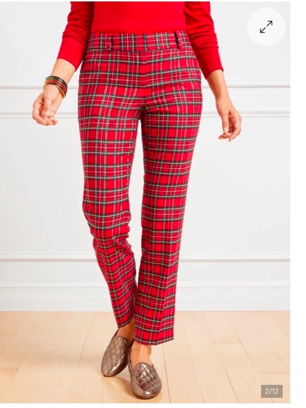 NWT Talbots Wool Blend Hampshire Ankle Pants in Red Tartan Plaid 8 🎄 Christmas